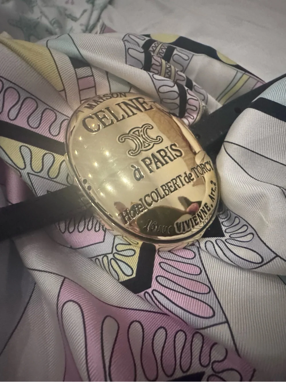 Celine style oval belt buckle with belt